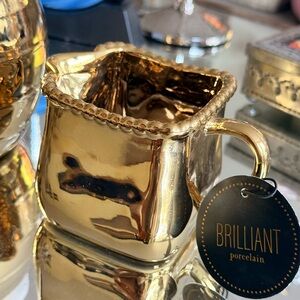 Brilliant Porcelain Gold Creamer Pitcher – 12 oz – New
